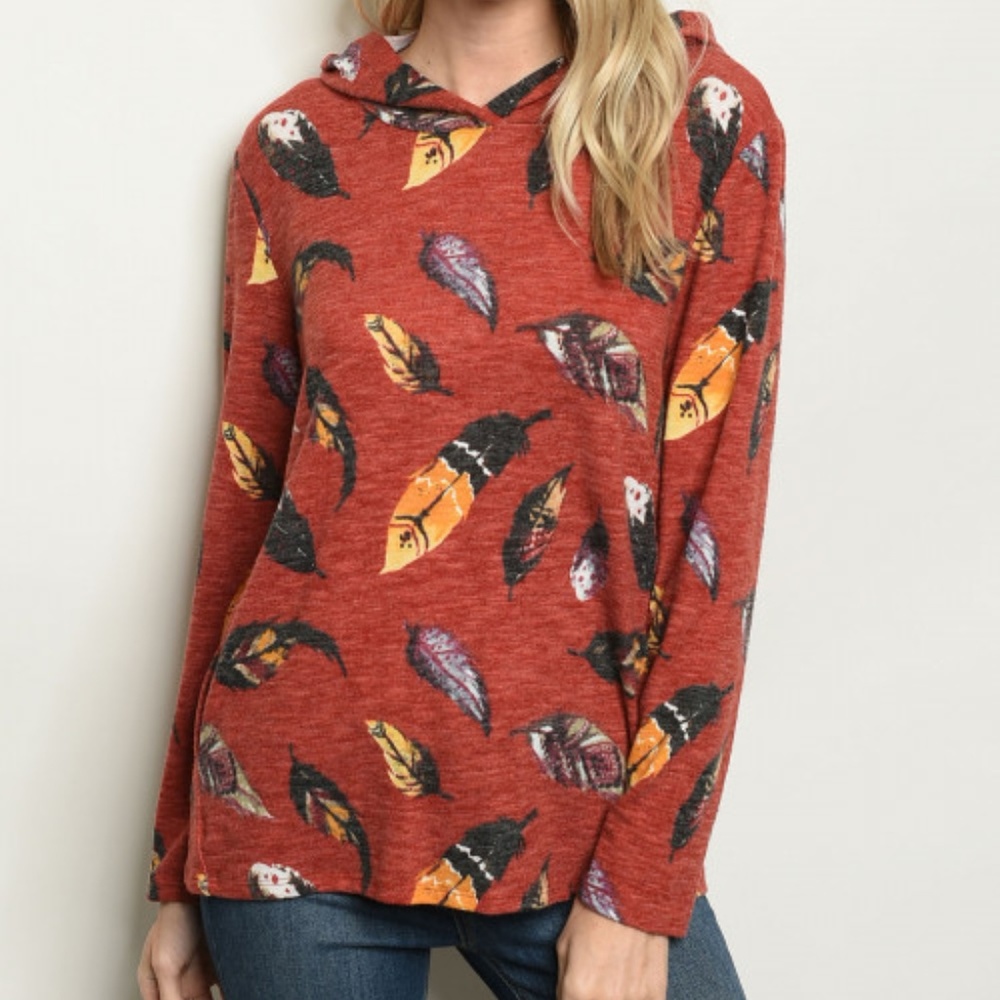 Coming Soon! || Orange Feather Top w/Hood